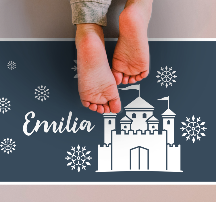 Dywan winylowy z imieniem zamek, zabawna scena - TenStickers