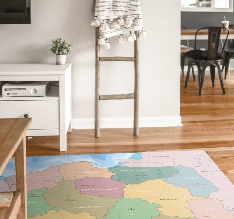 Dywan z kolorową mapą polski i mapą świata - TenStickers