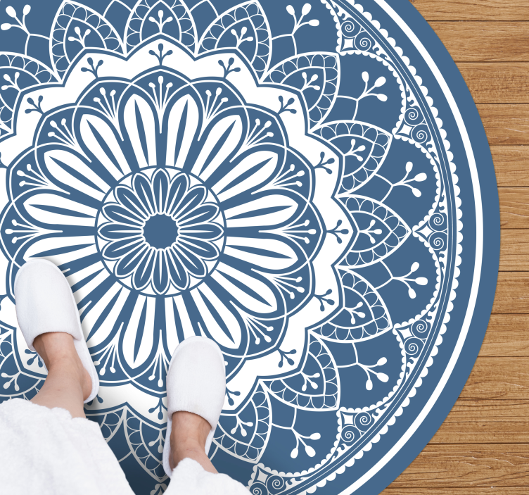 Dywan winylowy z mandalą elegancka niebieska mandala - TenStickers