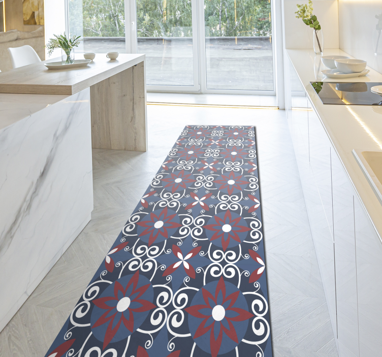 Dywan winylowy imitacja płytek element spirali botanicznej - TenStickers