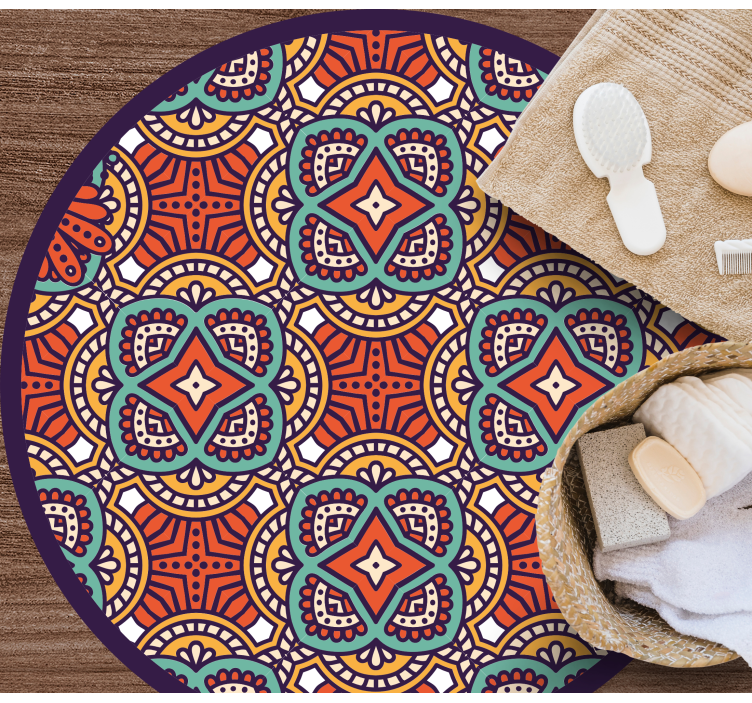 Dywan winylowy z mandalą kolorowa harmonia geometryczna - TenStickers