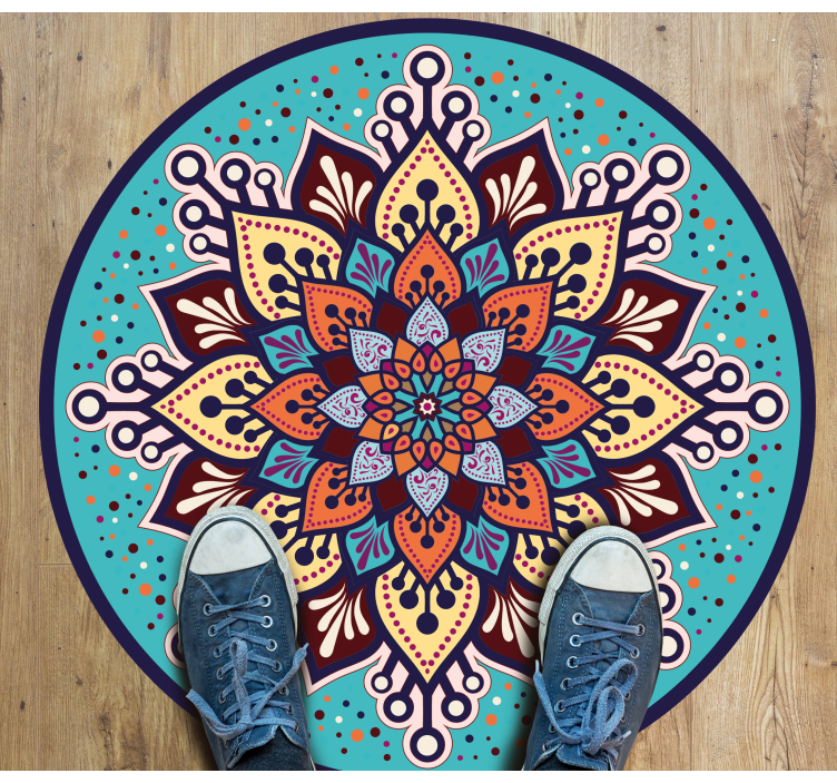 Dywan winylowy mandala z kolorową sztuką w okręgu - TenStickers