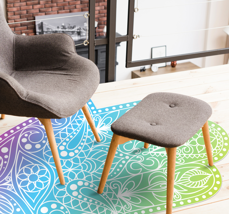 Dywan winylowy z mandalą w gradientzie ręki fatimy - TenStickers