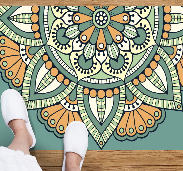 Dywan winylowy z mandalą pół motyw kwiatowy - TenStickers