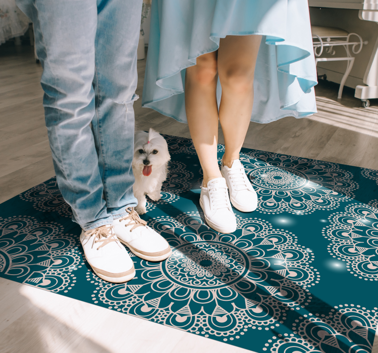Dywan winylowy z mandalą niebieski magiczny wzór - TenStickers