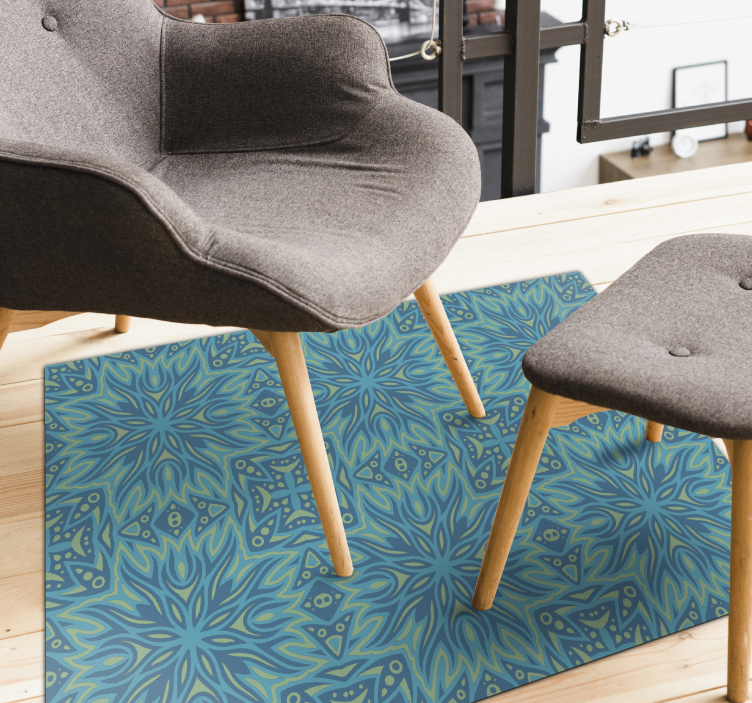 Niebieski dywan winylowy symetria inspirowana błękitem - TenStickers