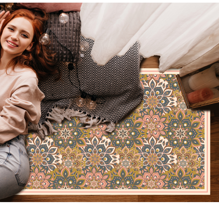 Dywan winylowy z mandalą wyrafinowanie symbolu botanicznego - TenStickers