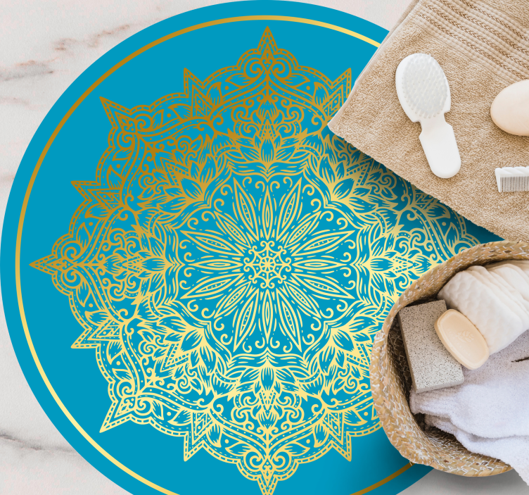 Okrągły dywan winylowy złożona sztuka mandali - TenStickers