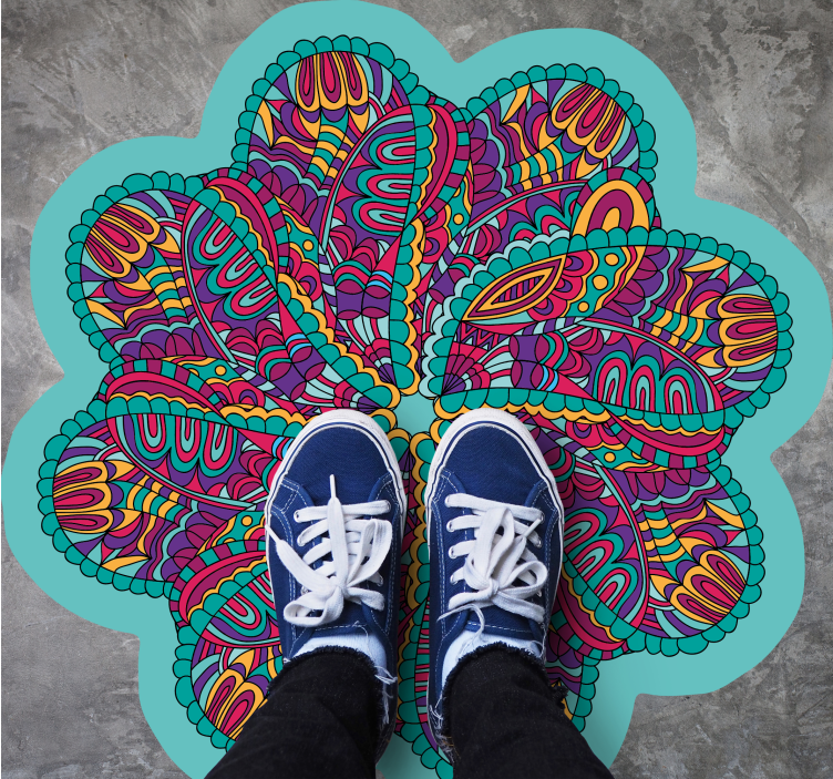 Dywan winylowy z mandalą żywy, kolorowy motyw - TenStickers