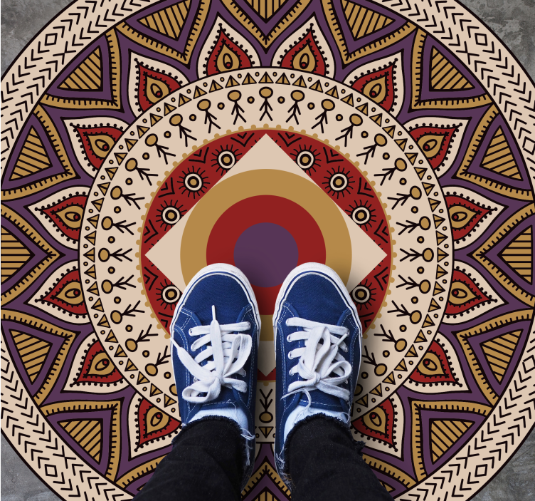 Dywan winylowy z mandalą żywy, okrągły wzór - TenStickers