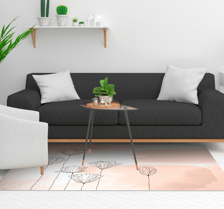 Dywan winylowy w kwiaty i rośliny Linia kwiatów - TenStickers