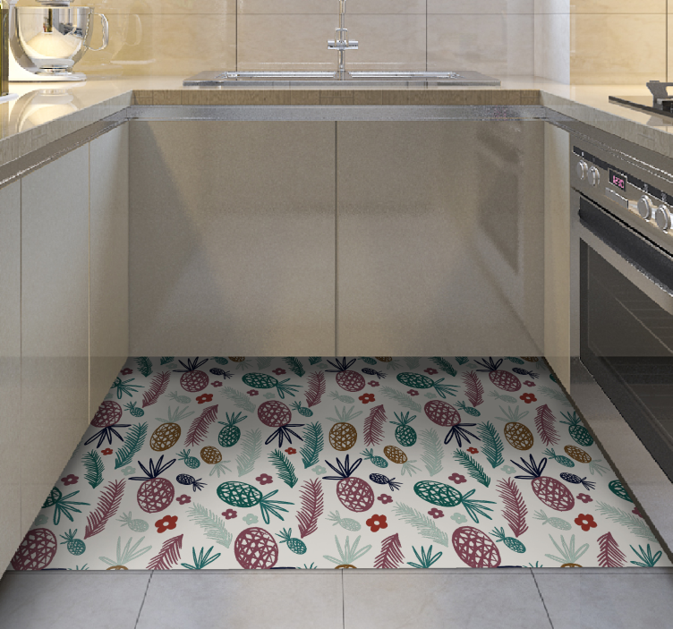 Dywan winylowy w kwiaty i rośliny motyw owoców tropikalnych - TenStickers