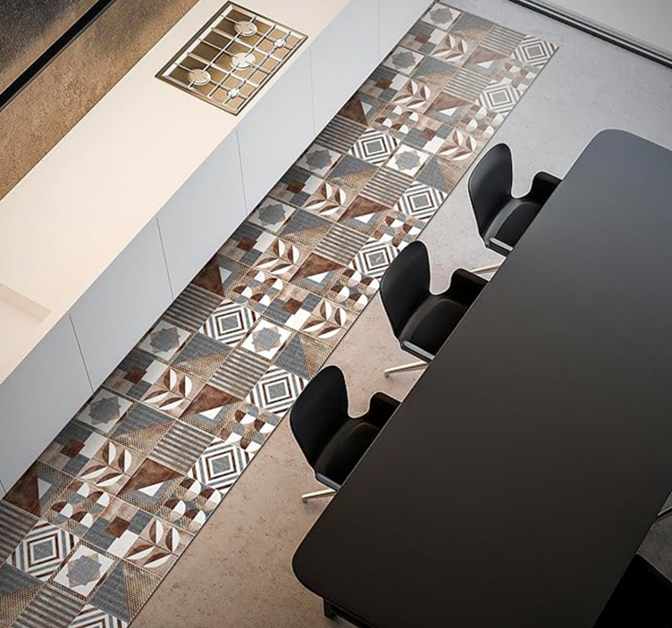 Dywan winylowy z mozaiką brązowy cementyna - TenStickers