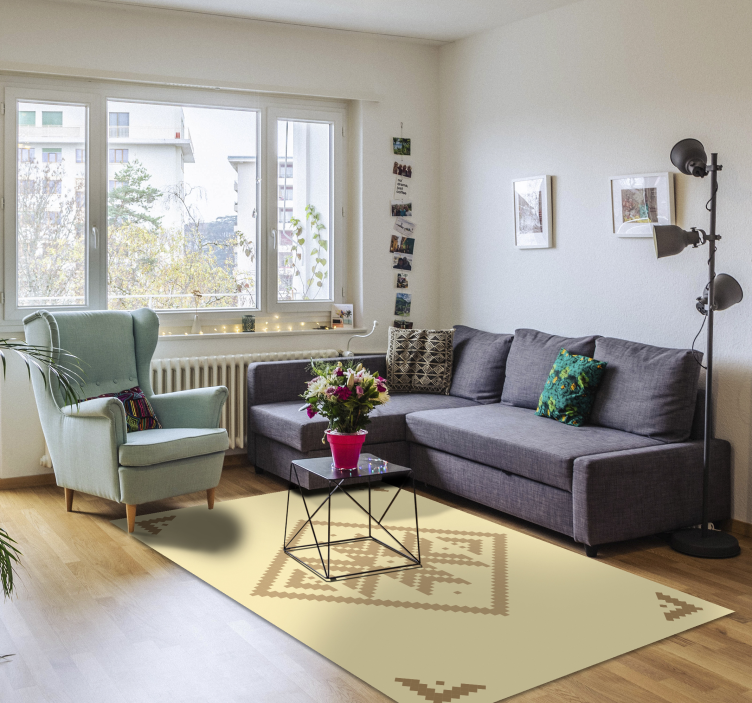 Dywan winylowy do salonu elegancki geometryczny kontrast - TenStickers