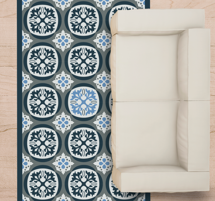 Dywan winylowy imitacja płytek eleganckie płytki kwiatowe - TenStickers