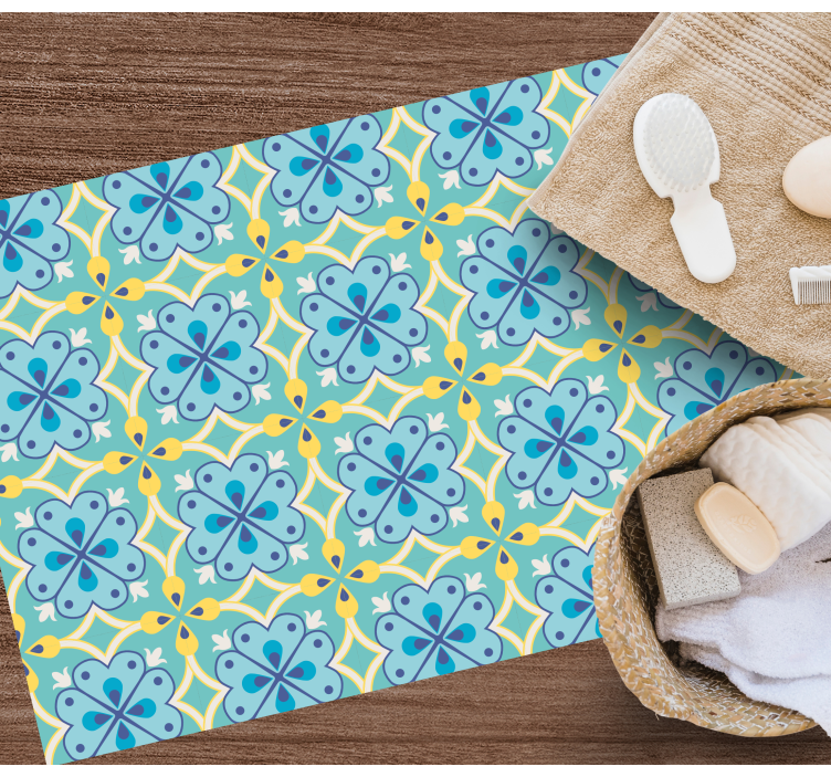 Dywan winylowy imitacja płytek kwitnące elementy - TenStickers