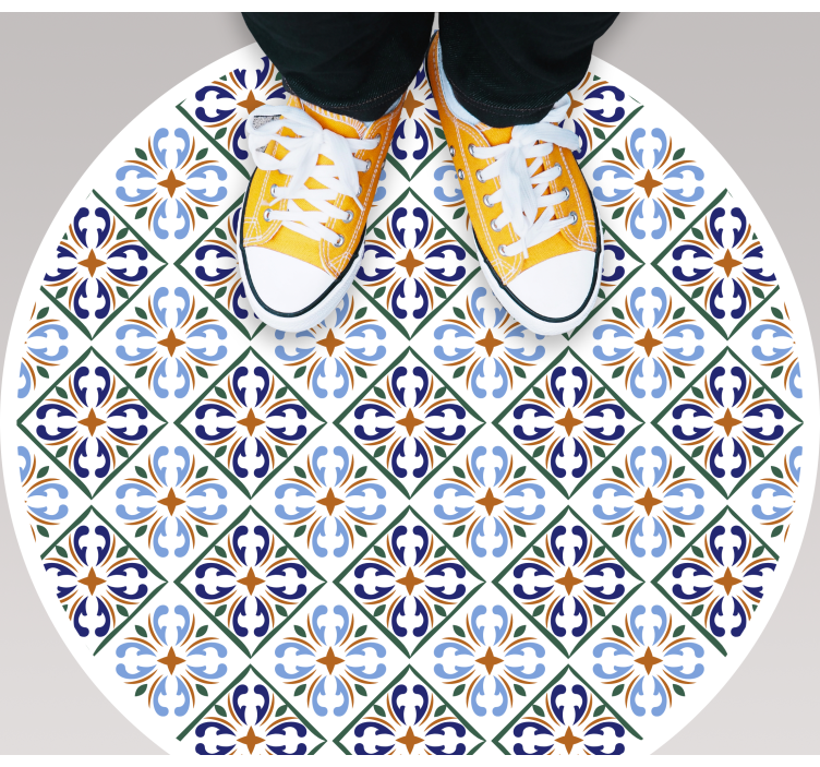 Dywan winylowy imitacja płytek niebieskie geometrie - TenStickers