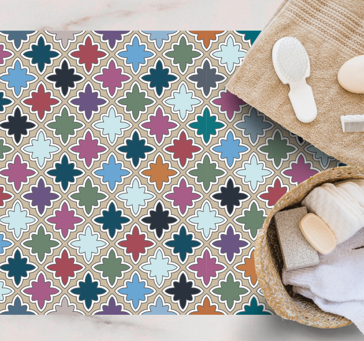 Dywan winylowy z mozaiką kwiatowa kompozycja - TenStickers