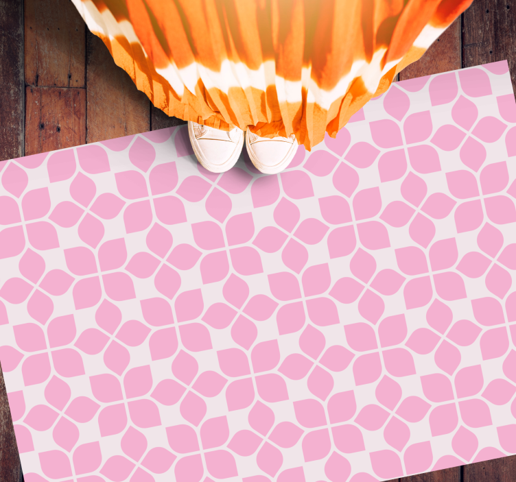 Dywan winylowy z mozaiką różowa płytka kwiatowa - TenStickers