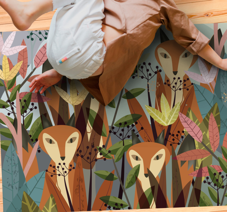 Dywan winylowy w zwierzaki sztuka fauny leśnej - TenStickers