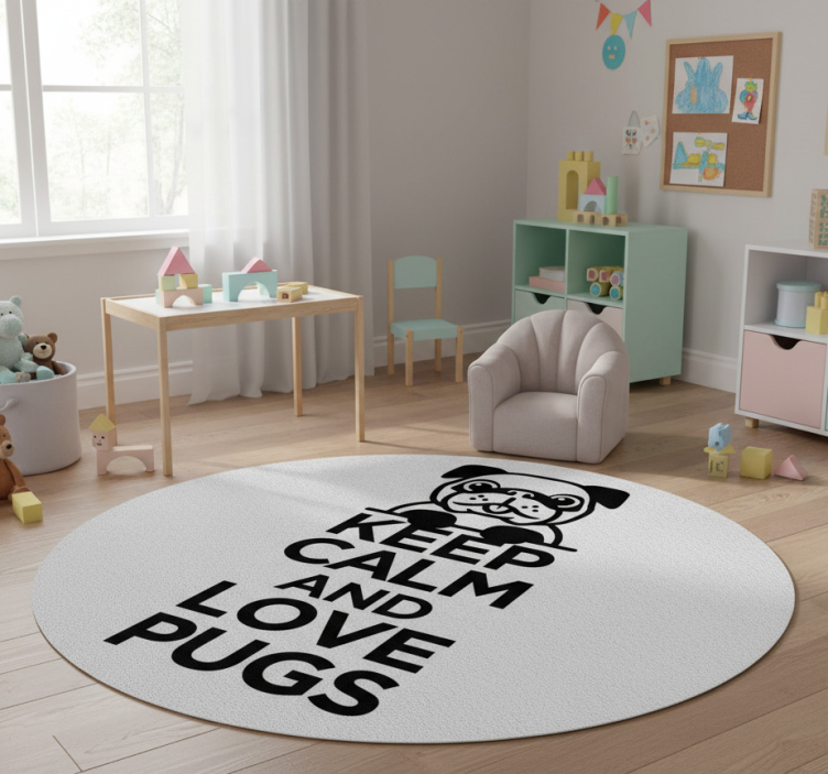 Dywan winylowy zwierzęta kochaj mopsy i miej spokój - TenStickers