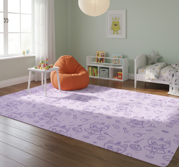 Dywan winylowy zwierzęta kot czarodziejka kreskówka - TenStickers