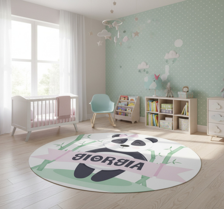 Dywan winylowy zwierzęta mała panda z imieniem - TenStickers