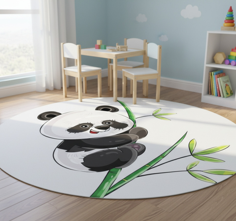 Dywan winylowy zwierzęta panda wspinająca się na bambus - TenStickers