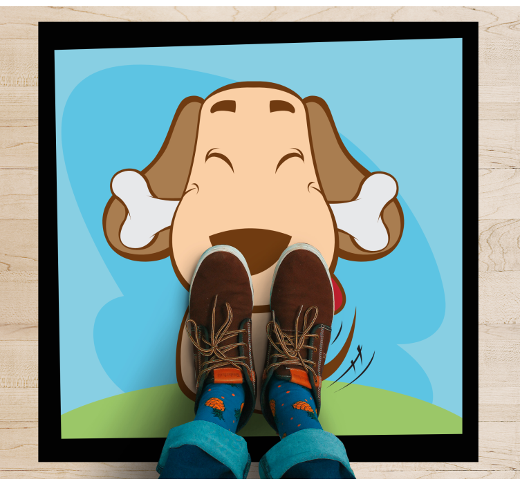 Dywan winylowy zwierzęta szczęśliwy pies z kością - TenStickers