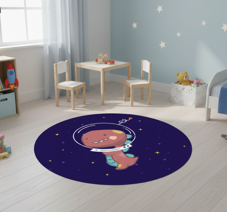 Dywan winylowy zwierzęta t-rex w kosmosie - TenStickers
