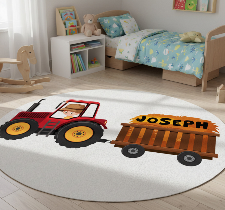Dywan winylowy zwierzęta traktor z sianem - TenStickers