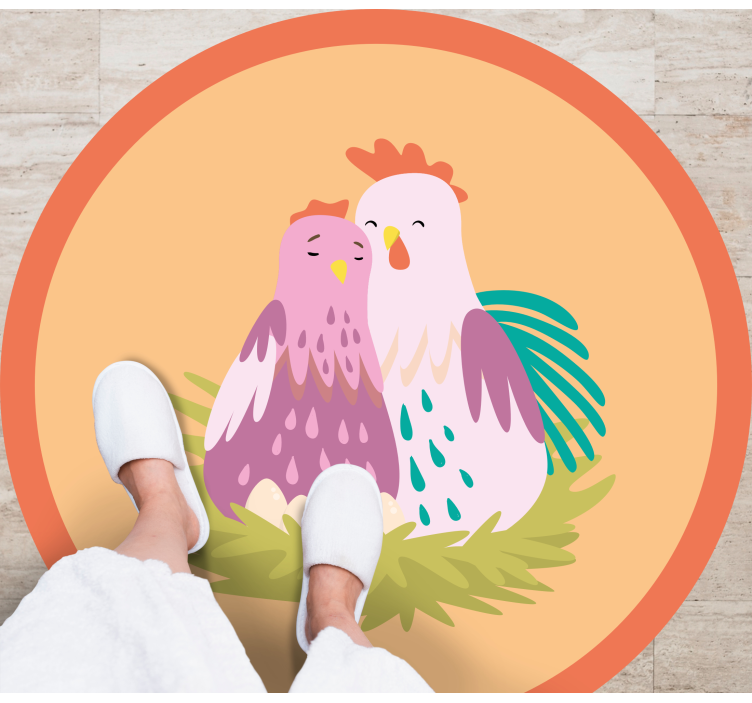 Okrągły dywan winylowy urocze pierzaste przyjaciółki - TenStickers