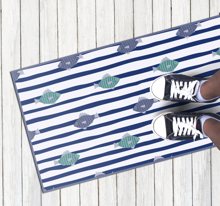Dywan winylowy zwierzęta wzór rybki w paski - TenStickers
