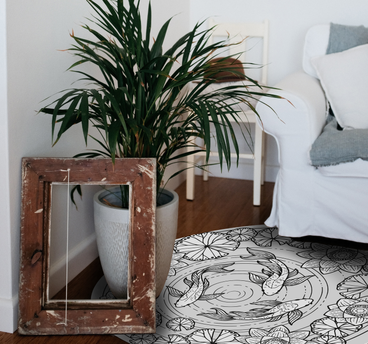 Kwiatowy dywanik z lotosu i karpia koi - TenStickers