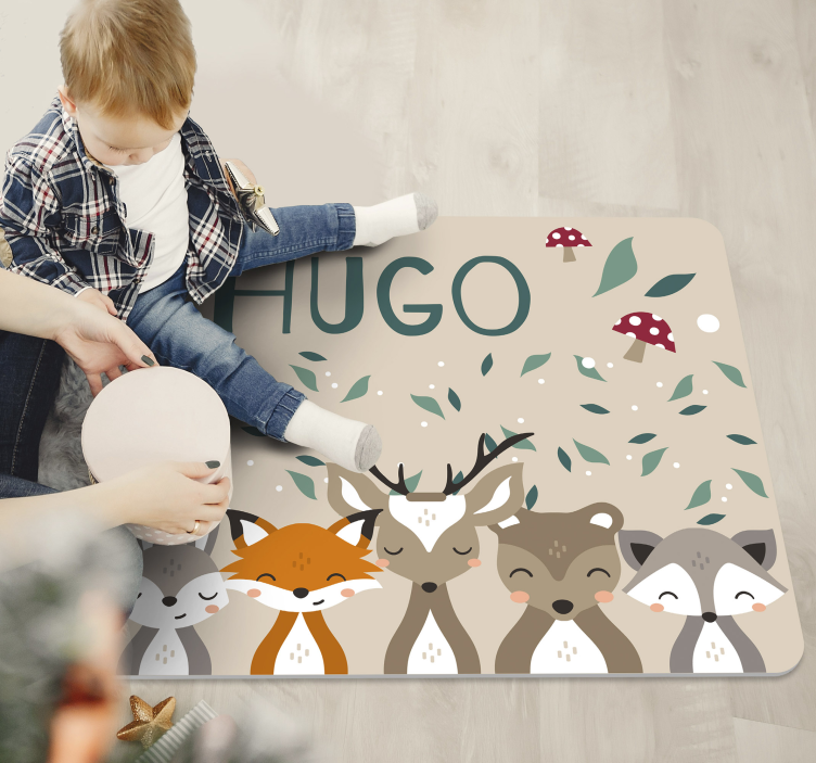 Spersonalizowany dywanik winylowy z małymi zwierzętami - TenStickers