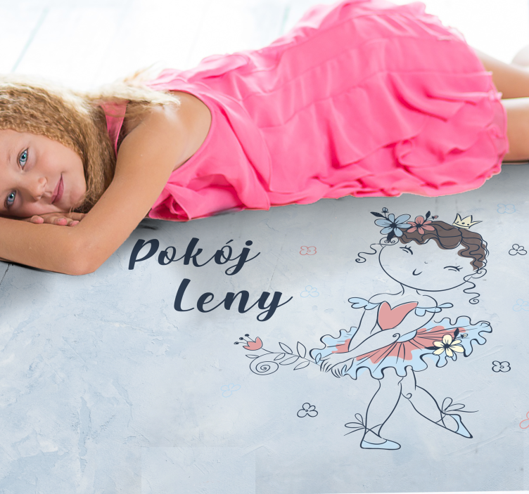 Dywan winylowy z imieniem śliczna mała baletnica ilustracja - TenStickers