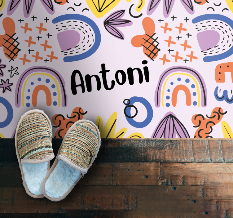 Dywan winylowy z imieniem Wzór tęczy lawendy tło - TenStickers