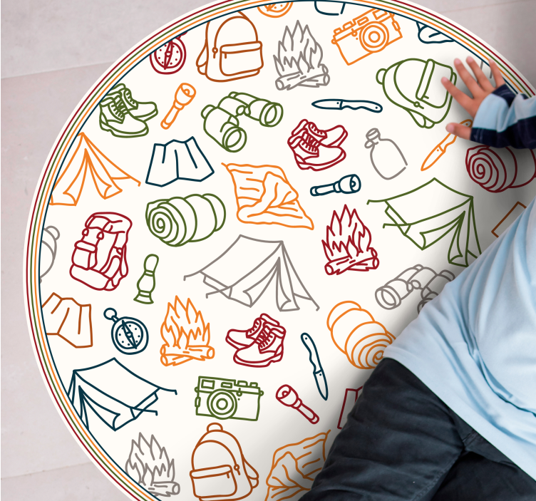 Dziecięcy dywan winylowy ikony sprzętu przygodowego - TenStickers