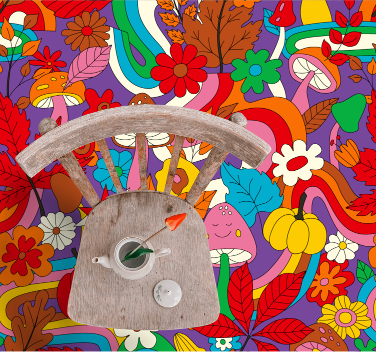 Dywan winylowy w kwiaty i rośliny kolorowy design - TenStickers