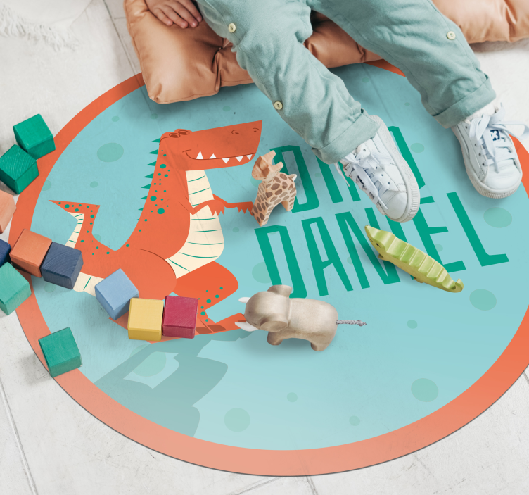Dziecięcy dywan winylowy konfigurowalny okrąg dinozaura - TenStickers