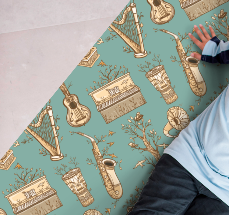 Dziecięcy dywan winylowy pomysł na instrumenty muzyczne - TenStickers