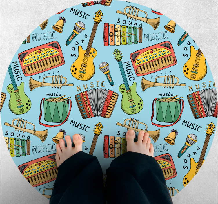 Dziecięcy dywan winylowy radość z instrumentów muzycznych - TenStickers