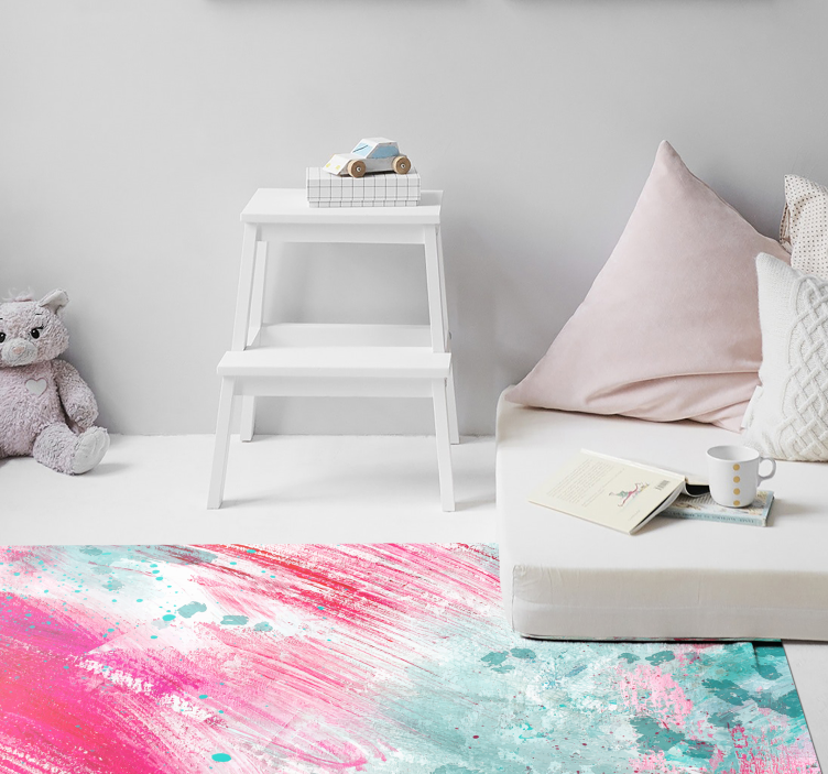 Dziecięcy dywan winylowy różowe abstrakcyjne plamy - TenStickers