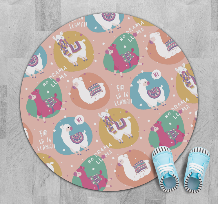 Dziecięcy dywan winylowy tętniący życiem krąg lam - TenStickers