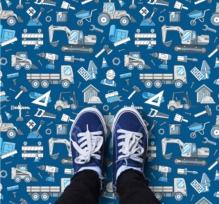 Dziecięcy dywan winylowy z motywem narzędzi budowlanych - TenStickers