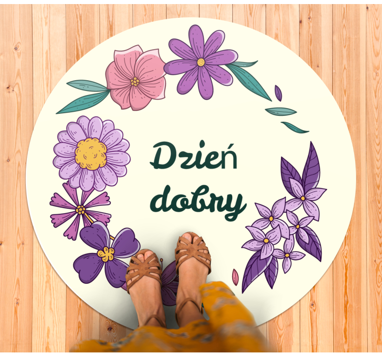 Dzień dobry z niestandardowym dywanikiem w kwiaty - TenStickers
