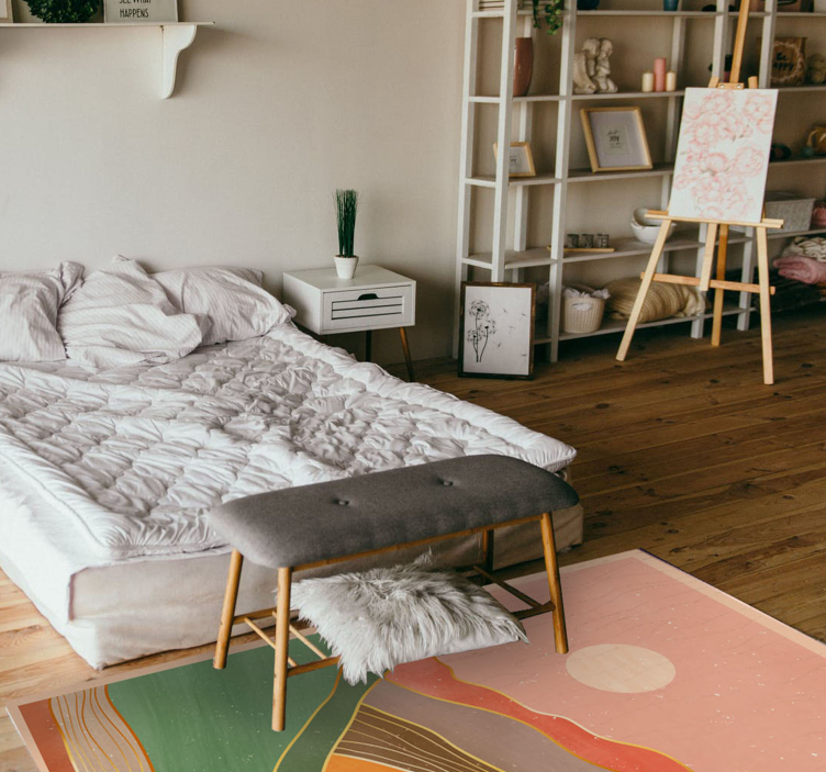 Kolorowy pastelowy krajobraz nordycki dywan winylowy - TenStickers