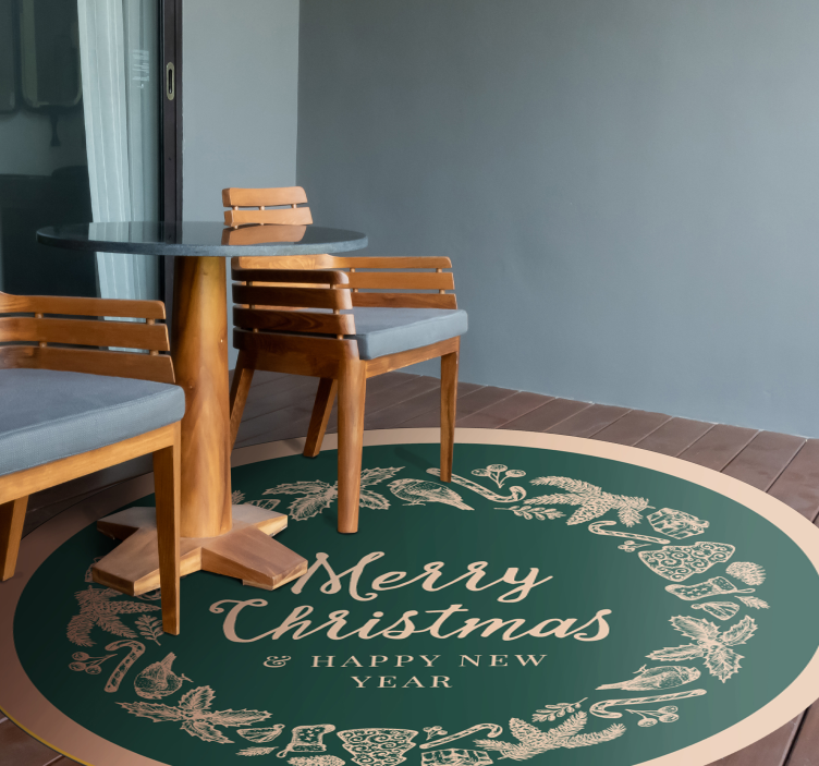 Mata bożonarodzeniowa Merry Christmas na zielonym tle - TenStickers