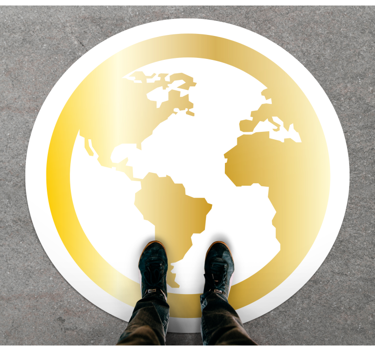 Dywan okrągły złoty mapa świata - TenStickers