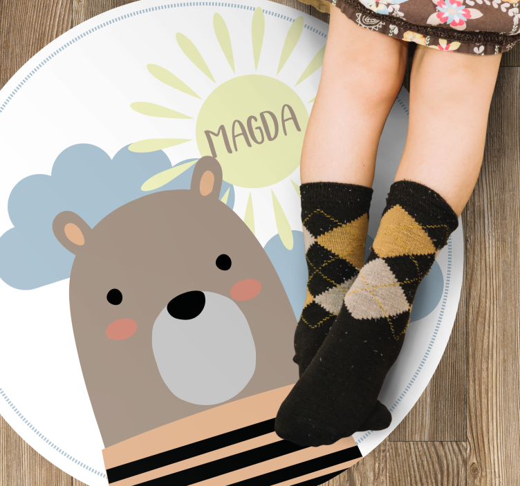 Dywan winylowy z imieniem personalizowany niedźwiedź brunatny - TenStickers
